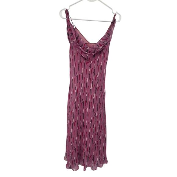 MOSCHINO CHEAP AND CHIC SZ 8 Y2K SILK ABSTRACT DRAPPED SLEEVELESS MIDI DRESS - Picture 2 of 11